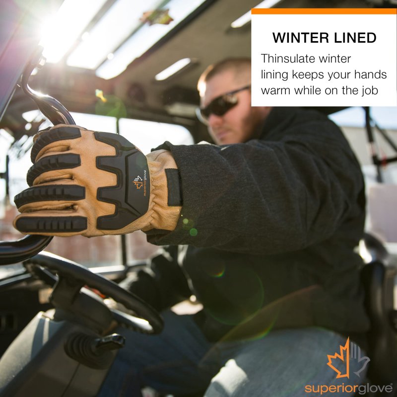 Endura Cut And Impact Resistant Leather Work Gloves Insulated For Cold Winter Temperatures 378kgtvb Medium Pack Of 1 Pair