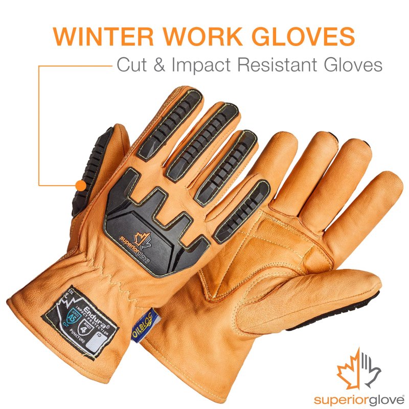 Endura Cut And Impact Resistant Leather Work Gloves Insulated For Cold Winter Temperatures 378kgtvb Medium Pack Of 1 Pair