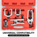 Auto Dynasty 5pc Universal Repair Kit With Joint Separator Tie Rod Ball Romover Pitman Arm Puller End Red Storage Case