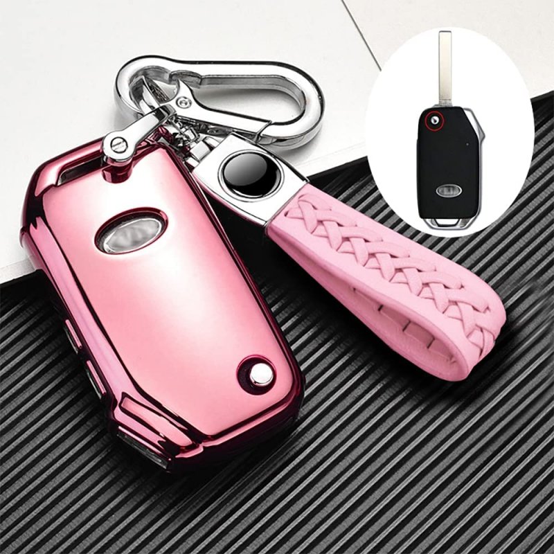 Ontto 3-button Key Fob Case For Kia Flip Remote Full Protection Soft Tpu Cover Pink