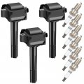 Ocpty 3 Ignition Coils With 6 Iridium Spark Plugs Fits Uf155 90919-02215 90080-19012 For Toyota Lexus Avalon Camry Sienna