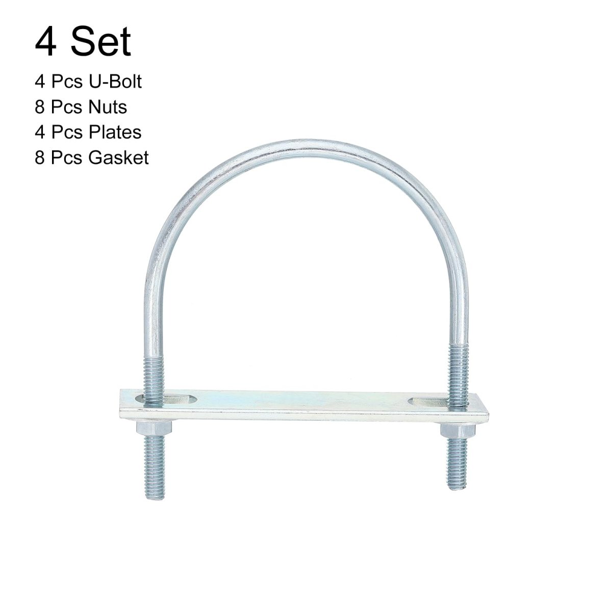 Round U-bolts 4 Set 77mm Inner Width 99mm Length M6 Zinc-plated Carbon Steel U Clamp Bolt With Nuts And Plates For Boat Trailer
