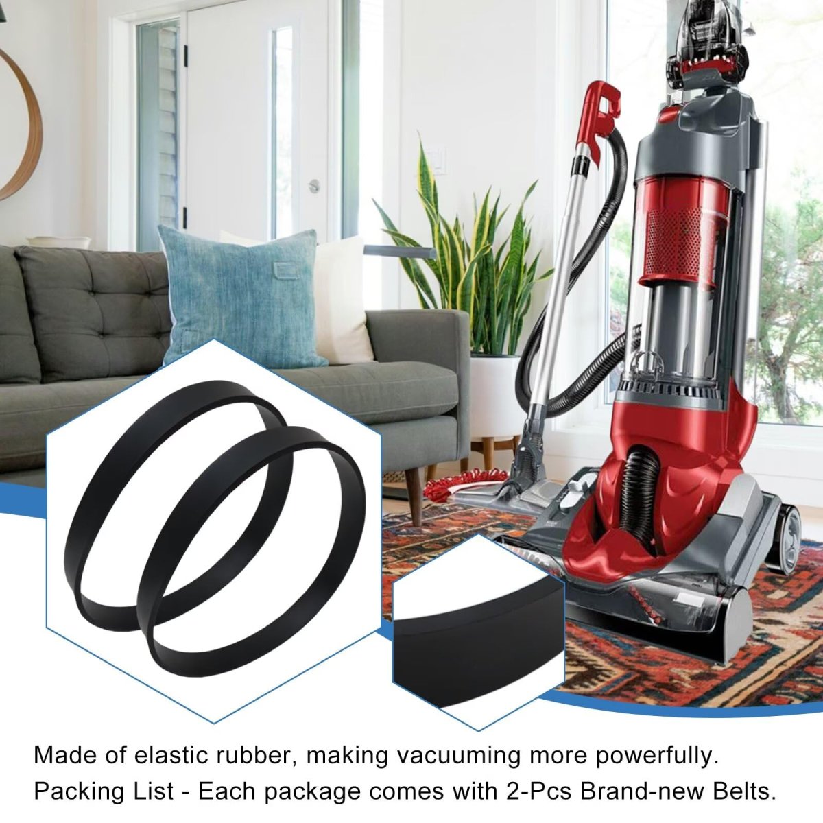 2x Replacement Belts Replace 1lu0310x00 3720310001 1540310001 Fit For Ultra Vision Swivel Glide Bagged Bagless Upright Vacuum