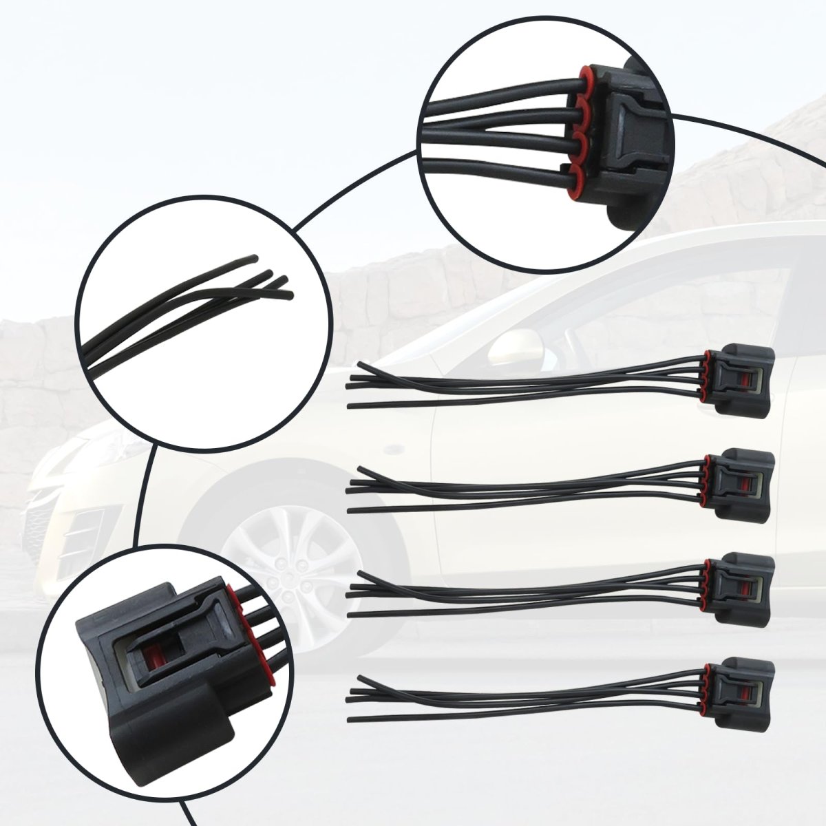 4 Pcs Ignition Coil Female Connector Plug Harness Replace 90919-02244 90080-19015 90919-02239 For 2001-2017 Toyota Rav4 2 5l