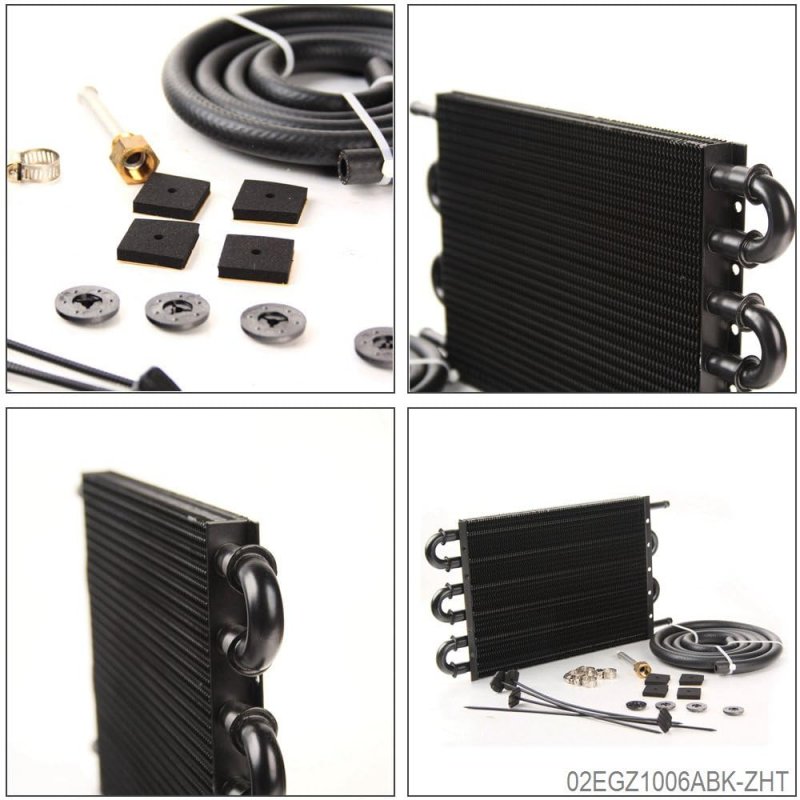 Universal 6 Row An6 Radiator Remote Transmission Engine Oil Cooler Hose Mounting Kit Aluminum Black