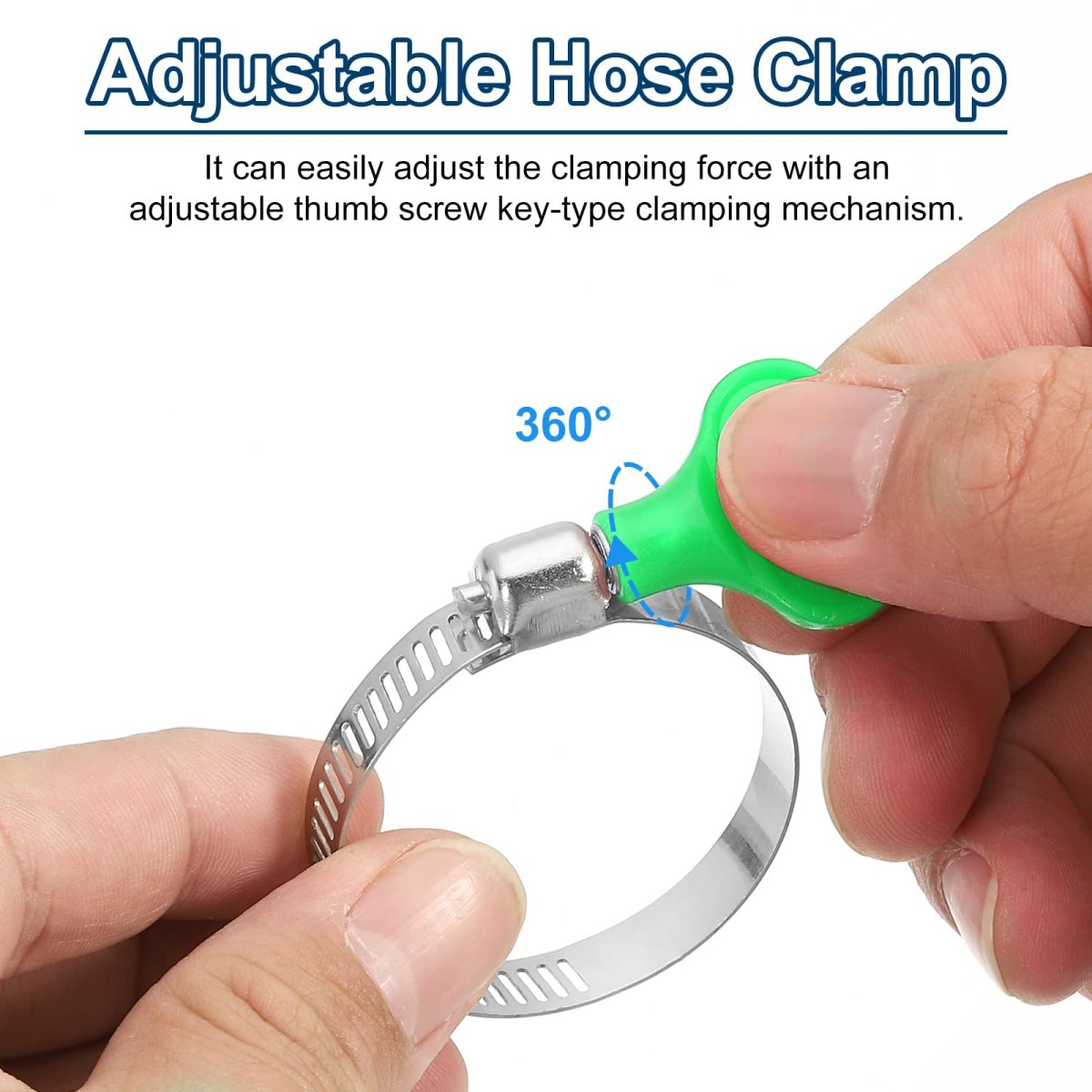 15pcs Stainless Steel Hose Clamps Worm Gear Clamp 18-32mm 11 16 To 1-1 4 Adjustable Thumb Screw Key Type Fuel Line 8mm