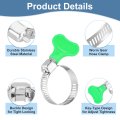 15pcs Stainless Steel Hose Clamps Worm Gear Clamp 18-32mm 11 16 To 1-1 4 Adjustable Thumb Screw Key Type Fuel Line 8mm
