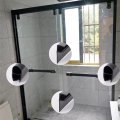 Queenbox 2pcs 19 6in Glass Door Side Seal Strip For 1 2in F Shape Shower Sweep Stop Leaks Create A Water Barrier Black