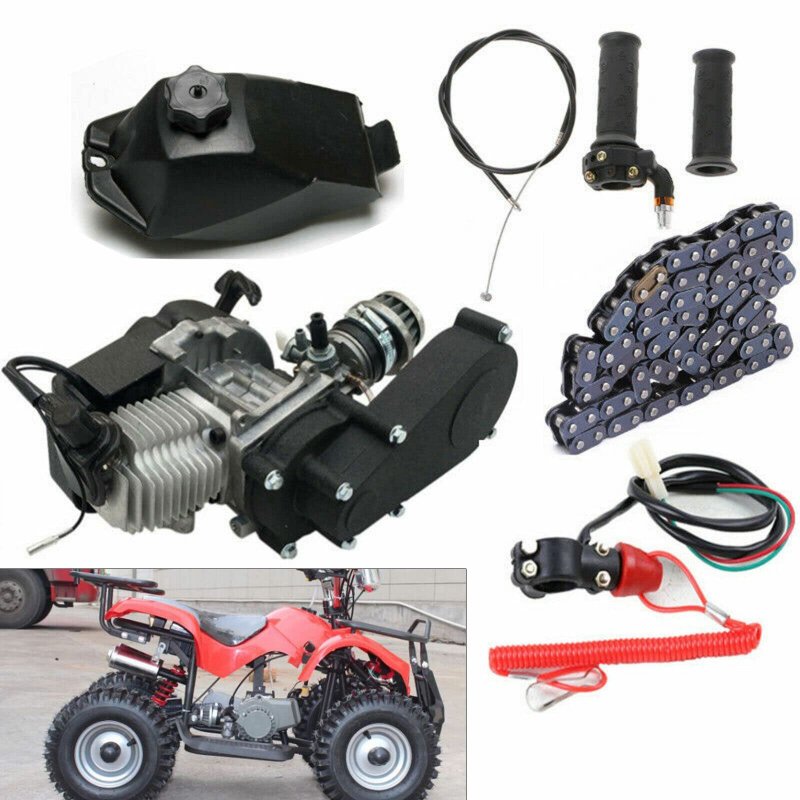 49cc Pull Start Engine Motor Kit 2 Stroke Gas Single Cylinder With Air Cooled For Mini Pocket Dirt Pit Bicycle Scooter Atv 14