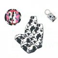 Multi B A Set Of 2 Universal Fit Animal Print High Back Bucket Seat Covers Wheel Cover Shoulder Pads And 1 Key Fob Cow 