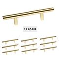 Satin Brass Cabinet Hardware Euro Style Bar Handle Pull 6-3 4 Length 96mm 3-3 Hole Brushed Modern Gold 10 Pcs 