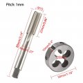 M10 X 1mm Hss Metric Tap And Die Set Thread Round Right Hand Taper Silver Tone 2pcs