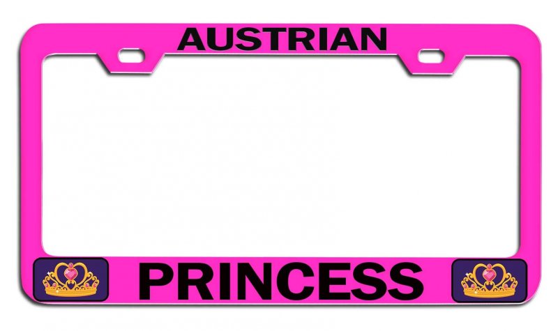 Austrian Princess Girly Pn Steel Auto Suv License Plate Frame Tag Holder