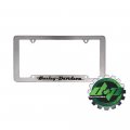 Harley Davidson Script License Plate Frame With Black Letters Chrome Finish 6 X 12 In 