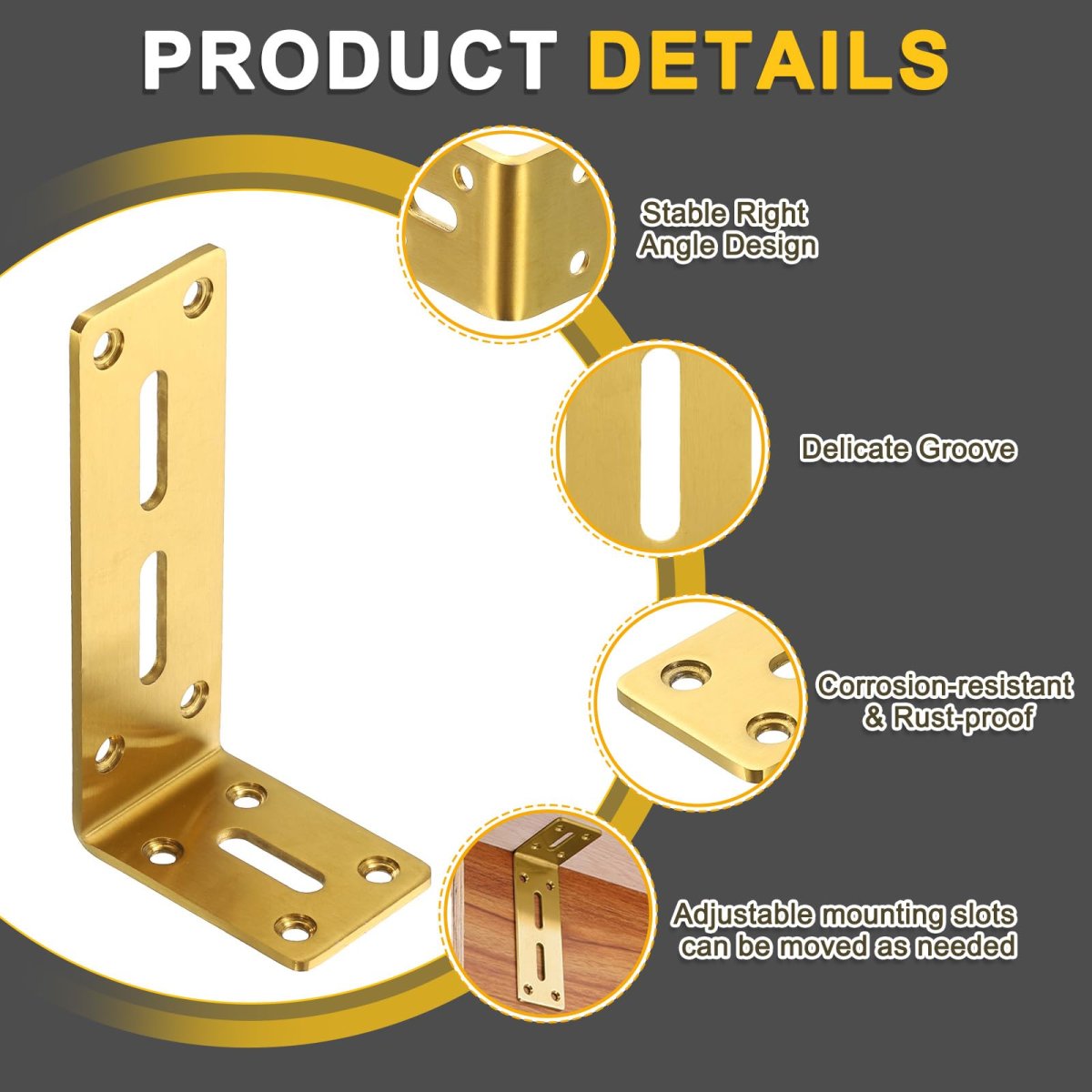 2pcs Adjustable L-shape Corner Brace 60 X 120 40mm L Slotted Joint Right Angle Bracket With Screws For Fixing Furniture Wood