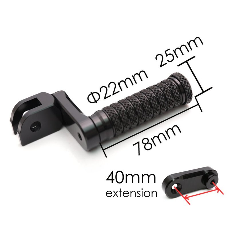 Mc Motoparts Pole Black Cnc 40mm Extension Riser Front Foot Pegs For Cbr650f 2013-2017