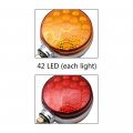 Astra Depot 2pcs Round 42-led Red Amber Double Face Waterproof Stop Tail Side Marker Turn Signal Pedestal Fender Lights For