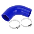 1 Set 45mm 77 Id 90mm 3 54 Length 90 Degrees Blue Car Silicone Hose With Clamps Coolant Universal 