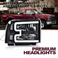 G-plus Led Drl Headlights Compatible With 2005 2006 2007 Ford F250 F350 F450 F550 Super Duty Bumper Headlamp Clear Lens Black