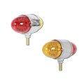 2 Pcs 17 Led Double Face Watermelon Lights Amber Red Dual Revolution 3 5 In Round Turn Signal Chrome Waterproof For Trucks And 