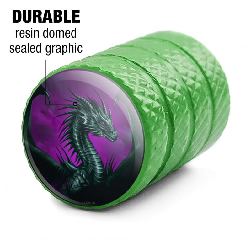 Black Dragon Valve Stem Caps For Tire Rim Wheel Aluminum Green