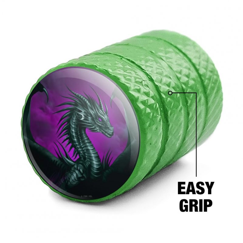 Black Dragon Valve Stem Caps For Tire Rim Wheel Aluminum Green