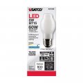 Satco 6pk 8w Bt15 Led 5000k Medium Base White Dimmable 60w Equiv