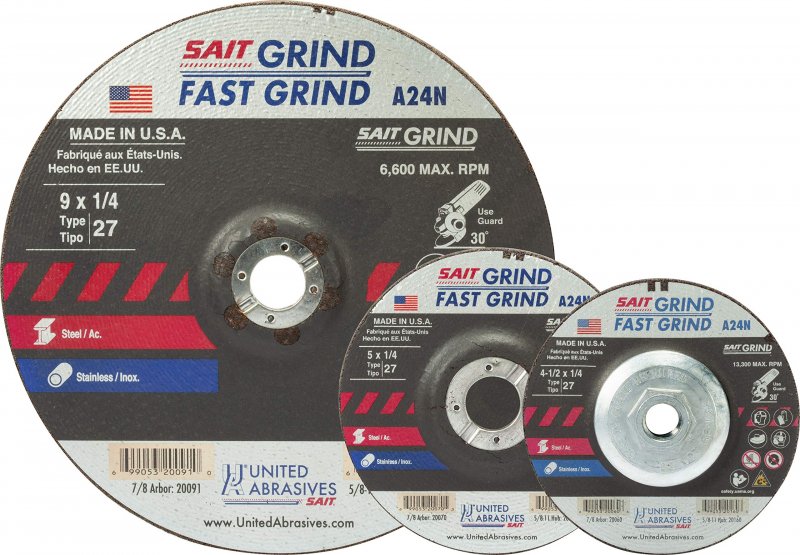 United Abrasives-sait 20060 A24n Fast Grinding Wheel 1 2 X 4 7 8 Type 27 25-pack