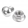 M10 Serrated Flange Hex Lock Nuts 5 Pcs M10x16mm Full Thread Button Head Socket Cap Screw Silver Tone 