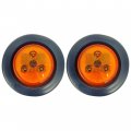 All Star Truck Parts 2x 2 5 Amber 3 Led Round Side Marker Clearance Lights Grommet Flush Mount Sealed Trailer With Reflex Lens 