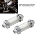 2x Universal 1 4 5 16 3 8 Chrome Glass Reusable Washable Inline Fuel Filter For Petrol Diesel Water Hose Pipe 6 10mm