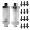 2x Universal 1 4 5 16 3 8 Chrome Glass Reusable Washable Inline Fuel Filter For Petrol Diesel Water Hose Pipe 6 10mm