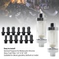2x Universal 1 4 5 16 3 8 Chrome Glass Reusable Washable Inline Fuel Filter For Petrol Diesel Water Hose Pipe 6 10mm