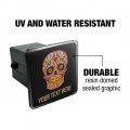 Personalized Custom 1 Line Day Of The Dead Skull Tow Trailer Hitch Cover Plug Insert