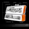 Led Drl Chrome Housing Amber Corner Headlight Lamps Tool Kit Compatible With Chevy Avalanche Silverado 03-07