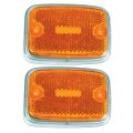 Yellow Silver Side Marker Lenses Pair For Volkswagen Type-2 Bus 1970-1974 