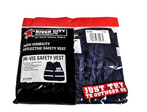 Mcr Safety Icv203 Incident Command Polyester Cotton Vest With 1-inch White Reflective Stripe Blue