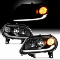 Akkon Fit 2006-2011 Chevy Hhr Halogen Type Headlights Headlamp With Led Bar Black Housing Replacement Driver Passenger 