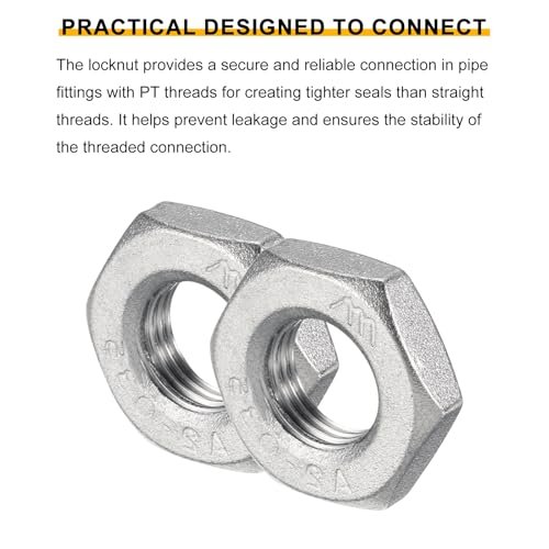 8pcs Cast Pipe Fitting Hex Locknut 304 Stainless Steel Lock Nut Pt 1 8 Female Thread For Plumbing Fixed Water Broom And