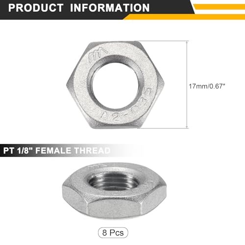 8pcs Cast Pipe Fitting Hex Locknut 304 Stainless Steel Lock Nut Pt 1 8 Female Thread For Plumbing Fixed Water Broom And