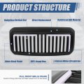 L-led Drl Badgeless Vertical Slat Style Front Bumper Hood Grille With Wiring Harness Compatible Ford F-series Super Duty