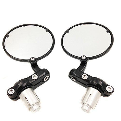 Motorcycle New 1 Inch Bar End Round Mirrors For Honda Kawasaki Suzuki Yamaha Ducati Black By Smt-moto