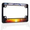 Fastasticdeals Metal Insert Bike License Plate Frame Jumping Dolphins L Red Sunset On Sea Ocean Beach Weatherproof Motorcycle 
