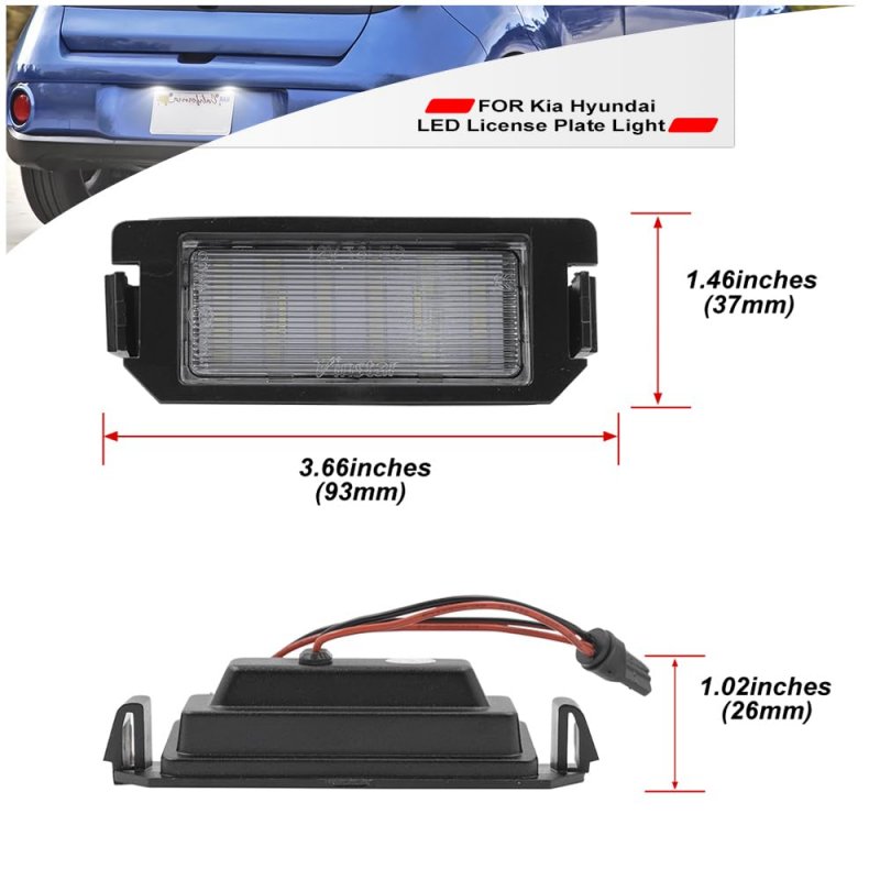 Nslumo Led License Plate Light Assembly Replacement For 2010-2019 Ki A Soul Rio Xenon White Number 2012-2018 Hyun Dai Veloster