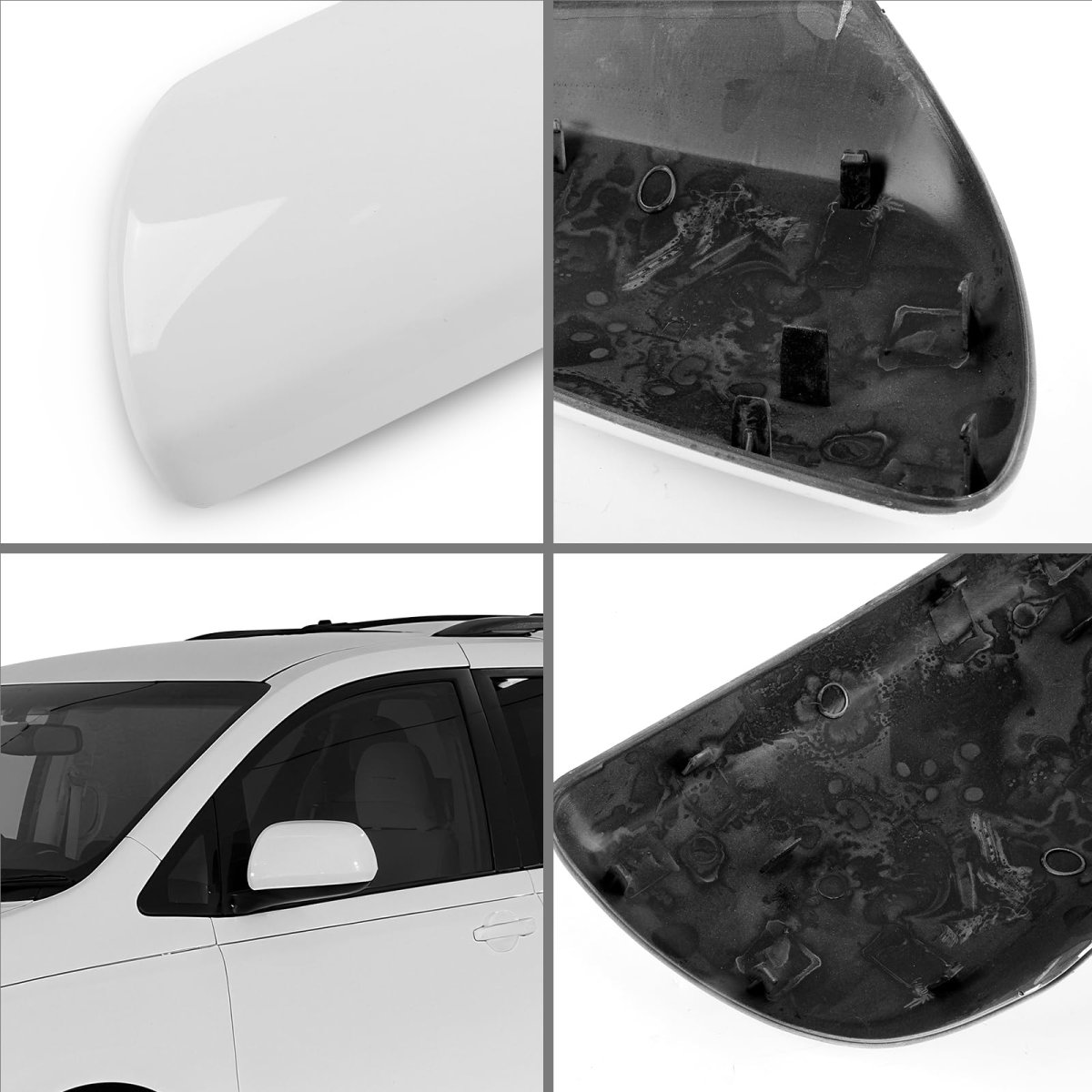 White Left Driver Side Mirror Cover For 2011 2019 Toyota Sienna Without Turn Signal Direct Replace Style Abs Plastic Upk134wl