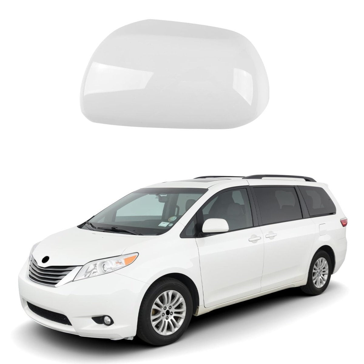 White Left Driver Side Mirror Cover For 2011 2019 Toyota Sienna Without Turn Signal Direct Replace Style Abs Plastic Upk134wl