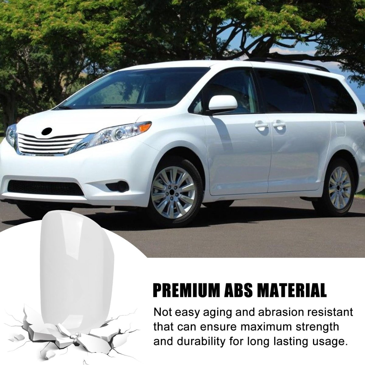 White Left Driver Side Mirror Cover For 2011 2019 Toyota Sienna Without Turn Signal Direct Replace Style Abs Plastic Upk134wl