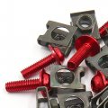 Uxcell 10pcs Metal U-type M6 Motorcycle Fairing Fasteners Clips W Red Bolts Screws