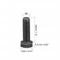 Uxcell M8x30mm Hex Head Left Hand Screw Bolts Fastener Carbon Steel Black 3pcs