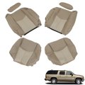Tan Leather Front Seat Covers 6 Piece Set For 2003 2004 2005 2006 Yukon Sierra Driver And Passenger Bottom Top Armrest 